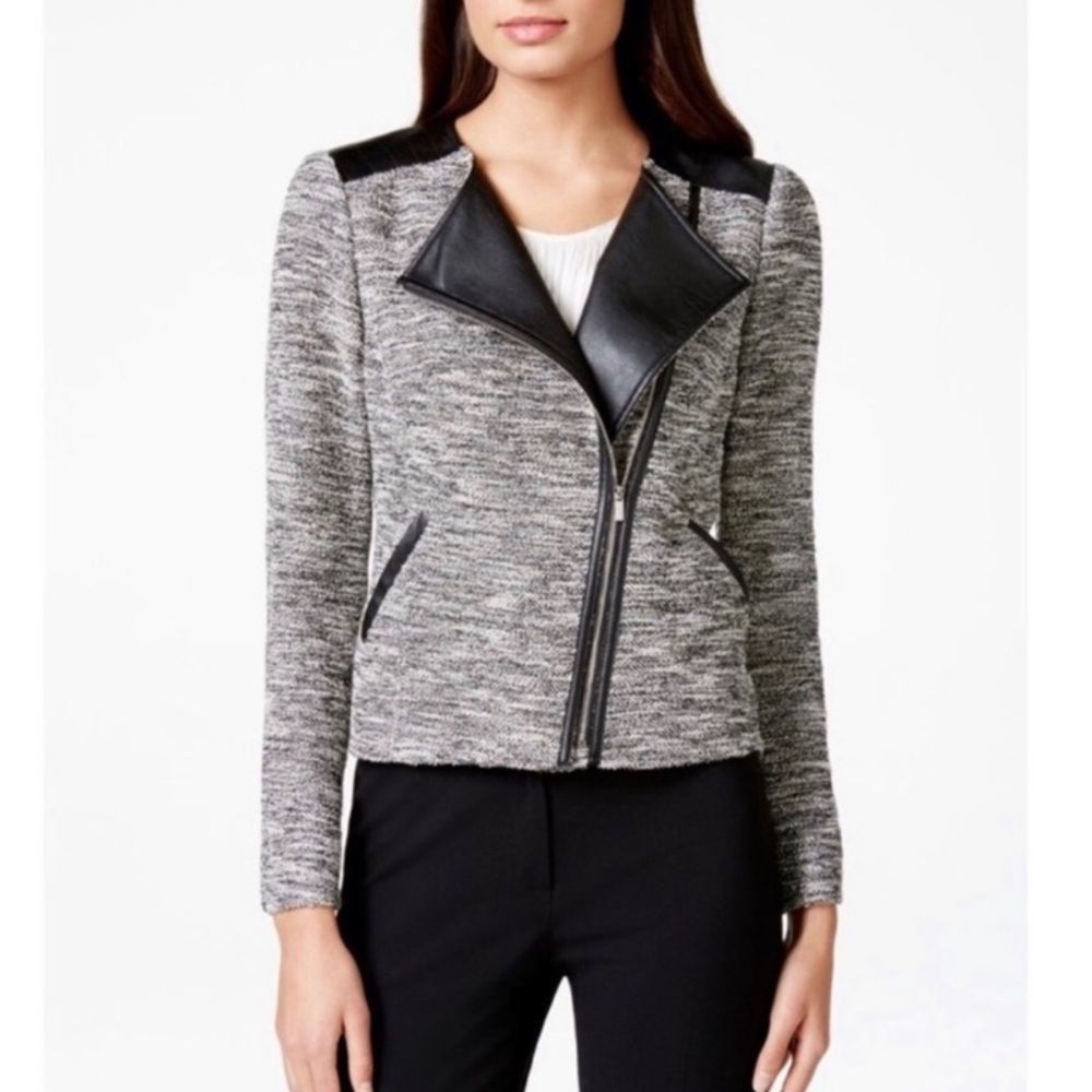 Calvin Klein Marked Knit Asymmetric Zip Jacket size 4